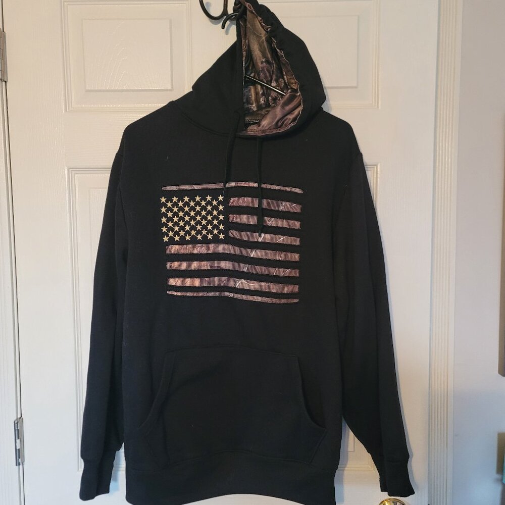 Mens Mossy Oak camo American flag hoodie - size M